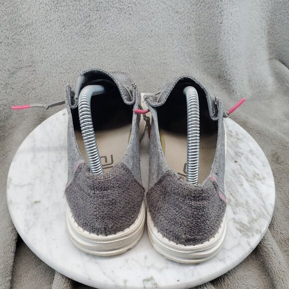 Hey Dude Shoes Womens Size 8 Gray Canvas Wendy Black Confetti Slip On Loafers - Picture 6 of 9